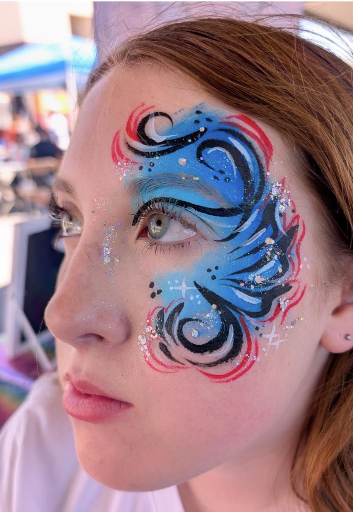 Blue swirl wave eye design